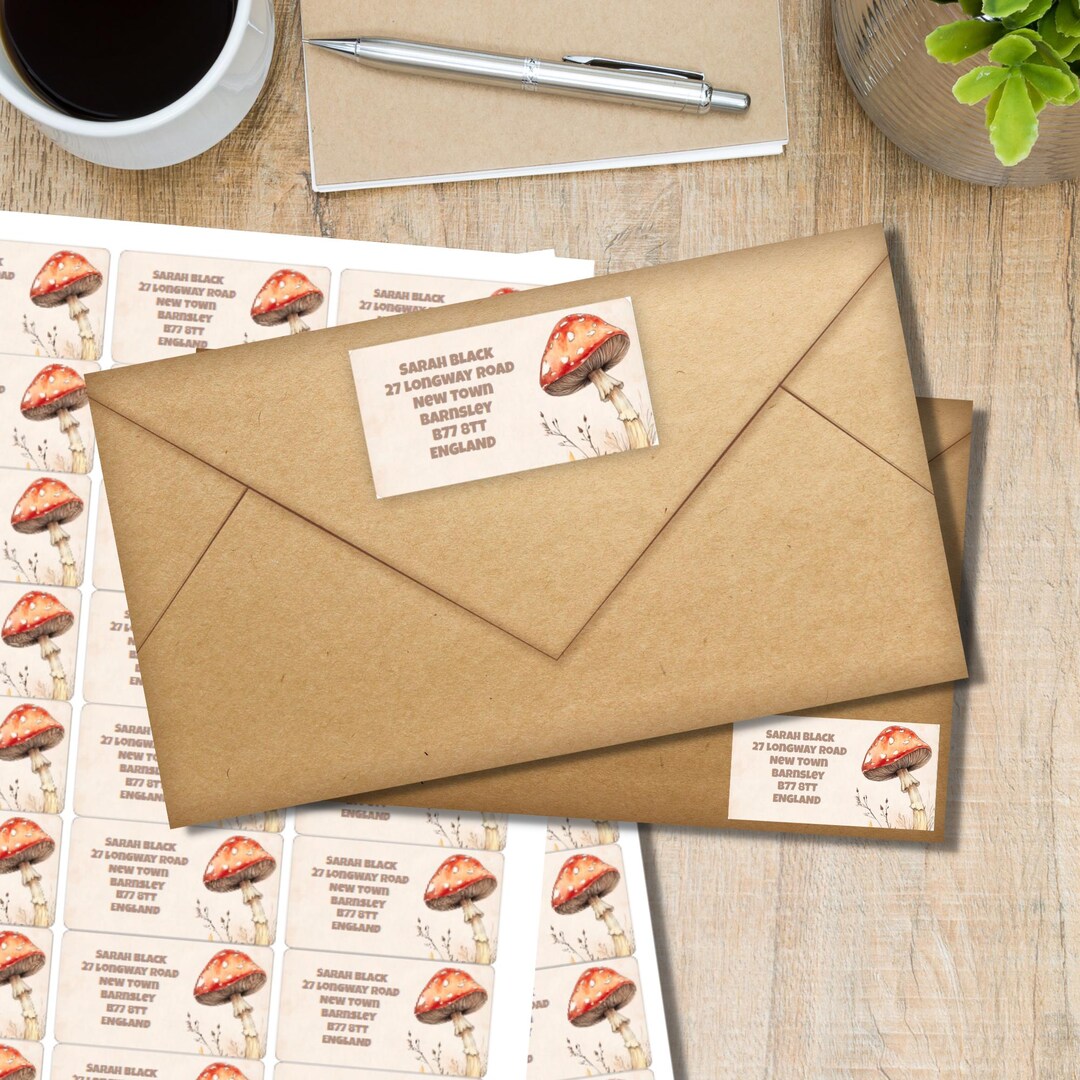 Toadstool Return Address Labels, 24 Self Adhesive Labels per Sheet, 63. ...