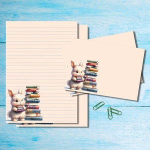 Set di cancelleria Book Bunny, carta da lettere A5 con buste abbinate, kit di forniture per amici di penna per posta ordinaria, fogli a righe/non a righe