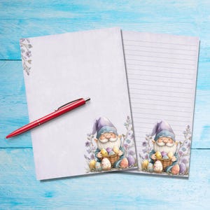 Papel para escribir cartas tamaño A5 de color lila para Pascua, suministros para amigos por correspondencia, hojas de cartas rayadas o sin rayar, lindo papel para notas con o sin líneas