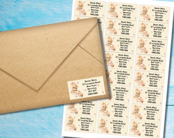 Bee Sweet self adhesive return address labels, 24 labels per sheet, 63.5 x 33.9 mm rectangular stickers with rounded corners