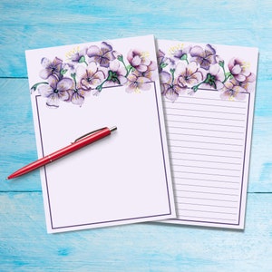 Papel para cartas tamaño A5 con diseño de flores de primavera, suministros para amigos por correspondencia, hojas separadas con o sin líneas de papelería, papel para notas con motivos florales con o sin líneas