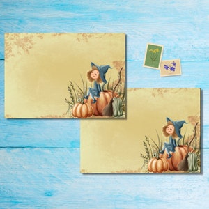 Paquete de 5 o 10 sobres de calabaza y bruja, sobres de correo alegres para cartas de amigos por correspondencia, sobres de tamaño C6 con envío postal.