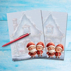 Papel para escribir cartas de Mr & Mrs Claus A5, suministros para amigos por correspondencia, hojas de papelería rayadas o sin rayar, lindo papel para notas con o sin líneas