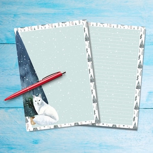 Artic Snow Carta da lettere A5, Forniture Penpal, Cancelleria foderata o sfoderata fogli singoli, Carta per appunti invernale con o senza righe