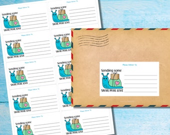 Snail Mail Loveself adhesive please deliver to.. labels, 10 labels per sheet, 99.1 x 57.0 mm rectangular stickers with rounded corners