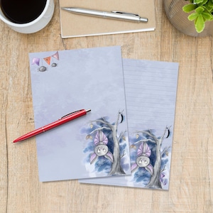 Midnight Bat A5 letter writing paper, Pen pal supplies, Stationery lined or unlined note sheets, Cute notepaper with or without lines