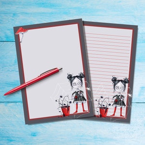 Vampire Girl A5 papel para escribir cartas, suministros para amigos por correspondencia, papelería con o sin líneas, hojas de notas individuales, lindo papel de carta con o sin líneas