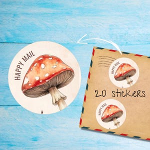 Confezione di adesivi Toadstool, graziose etichette postali rotonde opache tagliate singolarmente, articoli per amici di penna per decorare buste