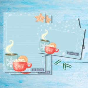 Set di cancelleria per lettere Hot Choc n Biscuits in formato A5, graziosi articoli per amici di penna, kit per posta ordinaria, fogli a righe o non a righe con buste abbinate