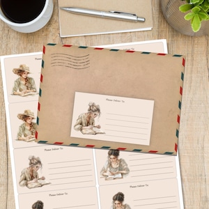 Schrijfmeisjes zelfklevend, bezorgen op.. etiketten, 10 etiketten per vel, rechthoekige stickers van 99,1 x 57,0 mm met afgeronde hoeken