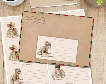 Writing Girls self adhesive please deliver to.. labels, 10 labels per sheet, 99.1 x 57.0 mm rectangular stickers with rounded corners