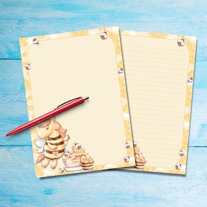 Papel para escribir cartas Bee Sweet A5, suministros para amigos por correspondencia, hojas de cartas con o sin forro de papelería, lindo papel de notas con o sin líneas
