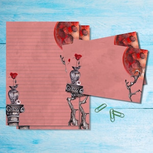 Conjunto de papelaria Blood Moon, papel de carta A5 com envelopes combinando, kit de suprimentos para amigos por correspondência, folhas pautadas/sem pauta