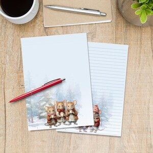 Papier do pisania listów Winter Mice A5, artykuły dla przyjaciół korespondencyjnych, artykuły papiernicze w linie lub bez, ładny papier listowy w linie lub bez