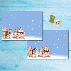 Paquete de sobres Frosty Drinks de 5 o 10, suministros de papelería Pen pal, sobres estampados C6 para cartas,