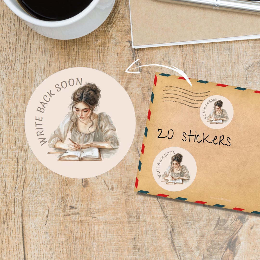 Writing Girls Stickers Pack, Cute Individually Cut Round Matte Happy ...