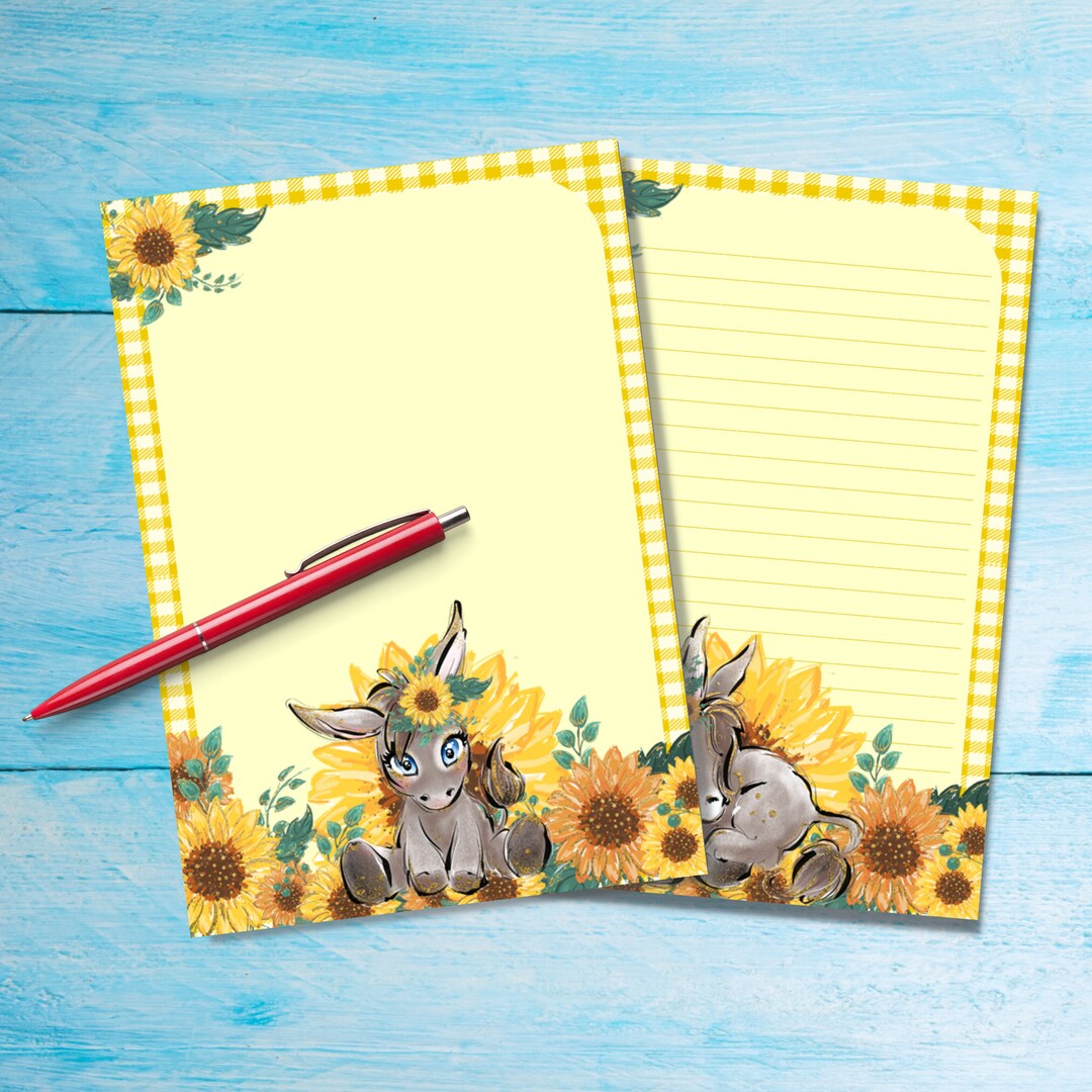 donkey-a5-letter-writing-paper-pen-pal-supplies-stationery-lined-or