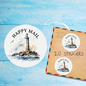 Pack d'autocollants Lighthouse, jolies étiquettes de courrier rondes mates, découpées individuellement, fournitures pour correspondance pour décorer les enveloppes