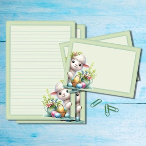 Juego de papelería para escribir cartas Oh Hello Easter A5, lindo paquete de suministros para amigos por correspondencia, kit de correo postal con hojas A5, sobres y calcomanías a juego