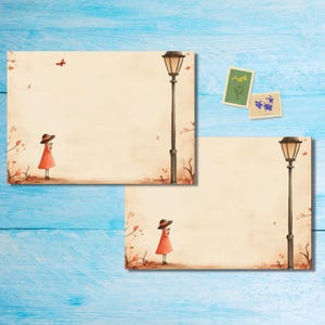 Paquete de 5 o 10 sobres Waiting Girl, sobres Happy Mail para cartas de amigos por correspondencia, sobres de tamaño C6 para enviar por correo
