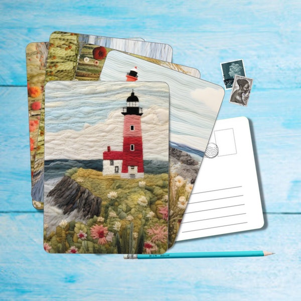 Lighthouses Postcard set of 5, A6 size postcard with rounded corners, beautiful illustrated postcrossing single postcard 14.8 cm x 10.5 cm