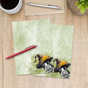 Halloween Heifer A5 letter writing paper, Pen pal supplies, Stationery lined or unlined note sheets, Cute notepaper with or without lines
