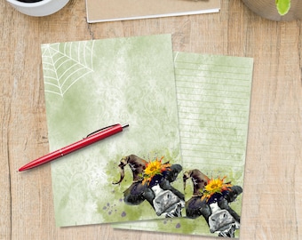 Halloween Heifer A5 letter writing paper, Pen pal supplies, Stationery lined or unlined note sheets, Cute notepaper with or without lines