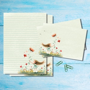 Conjunto de papelaria Feel the Breeze, papel para escrever cartas A5 com envelopes combinando, kit de suprimentos para amigos por correspondência, folhas pautadas/sem pauta
