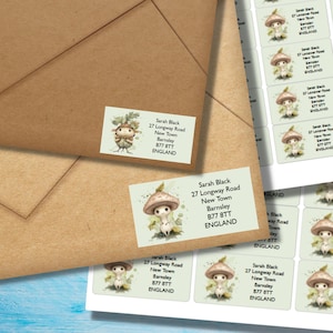 Etichette per indirizzo di ritorno Forest Friends, 24 o 40 etichette autoadesive per foglio, adesivi rettangolari Pen pal per buste di posta allegra
