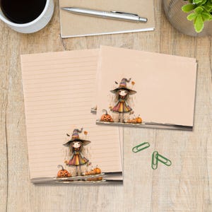 Quirky Witch stationery set, A5 letter writing paper with matching envelopes, Snail mail pen pal supplies kit, Lined / unlined sheets