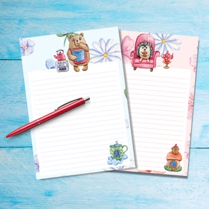 Papel para cartas tamaño A5 Teatime in the Forest, suministros para amigos por correspondencia, hojas de cartas rayadas, lindo papel para notas con líneas