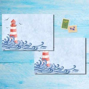 Paquete de 5 o 10 sobres con diseño de faro, sobres Happy Mail para cartas a amigos por correspondencia, sobres con envío postal tamaño C6