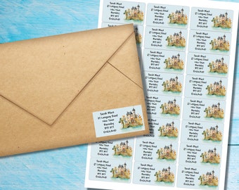 HIghlands self adhesive return address labels, 24 labels per sheet, 63.5 x 33.9 mm rectangular stickers with rounded corners