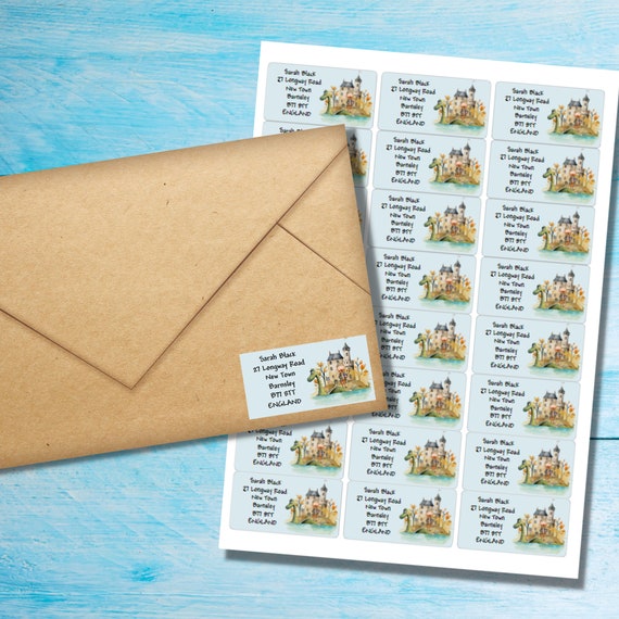 HIghlands self adhesive return address labels, 24 labels per sheet, 63.5 x 33.9 mm rectangular stickers with rounded corners