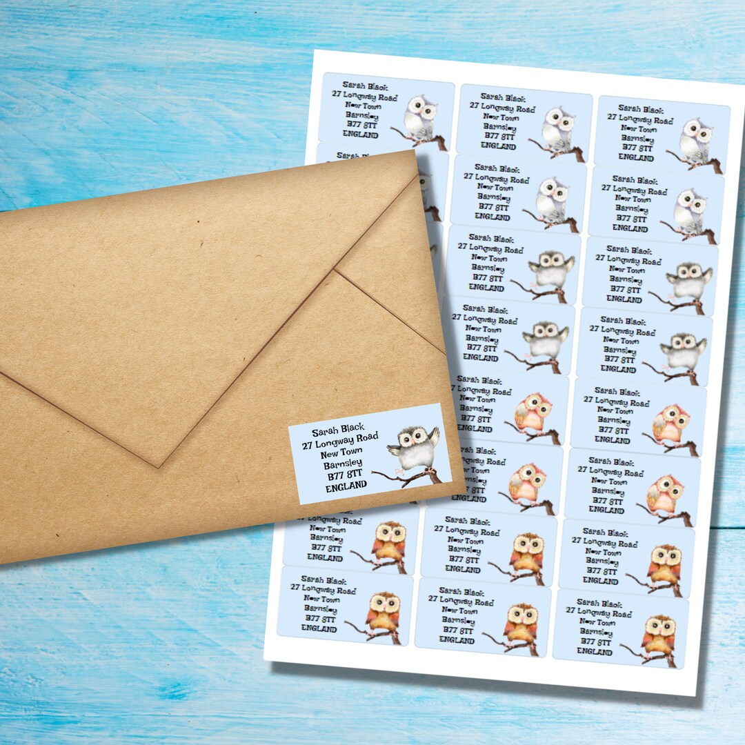 Device Return Sticker Buho Owl Self Adhesive Return Address Labels, 24 Labels per Sheet, 63.5 ...