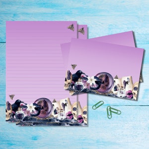 Conjunto de papelaria Crystal Ball, papel para escrever cartas A5 com envelopes combinando, kit de suprimentos para amigos por correspondência, folhas pautadas/sem pauta
