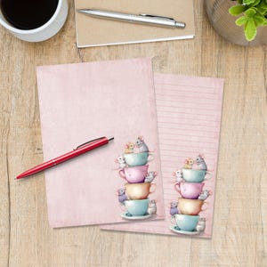 Papier do pisania Teacup Mice, słodkie przybory do pisania A5, pojedyncze arkusze do pisania listów, papier do pisania z liniami lub bez