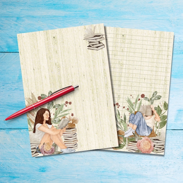 Autumn Books stationery letter sheets, Penpal supplies kit, A5 writing note paper, Pretty notepaper with / without lines for correspondence