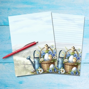 Papel para escribir cartas tamaño A5 de Basket of Spring, suministros para amigos por correspondencia, hojas rayadas o sin rayar, lindo papel para notas con o sin líneas