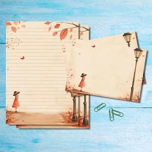 Set di cancelleria Waiting Girl, carta da lettere A5 con buste abbinate, kit di forniture per posta ordinaria Pen Pal, fogli a righe o non a righe