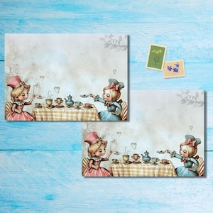 Paquete de 5 o 10 sobres Wonderland Tea, sobres Happy Mail para cartas de amigos por correspondencia, sobres de tamaño C6 con posibilidad de envío por correo.