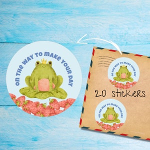Autocollants fraises grenouilles, lot de 20 autocollants ronds mats coupés individuellement, jolies étiquettes décoratives Happy Mail pour courrier postal, autocollants postaux correspondant