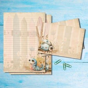 Conjunto de papelaria Bugs, papel de carta A5 com envelopes combinando, kit de suprimentos para amigos por correspondência Snail Mail, folhas pautadas/sem pauta