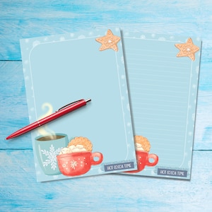 Hot Choc n Biscuits A5-briefpapier, leuk kerstpapier, gelinieerd of ongevoerd briefpapier, benodigdheden voor penvrienden, winterthema