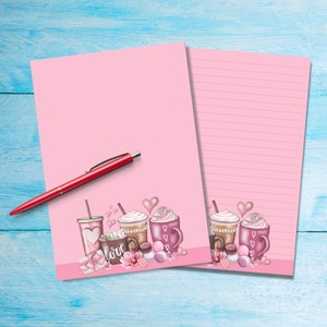 Love Coffee A5 carta da lettere, forniture per amici di penna, fogli di lettere foderati o sfoderati di cancelleria, carta da lettere carina con/senza linee
