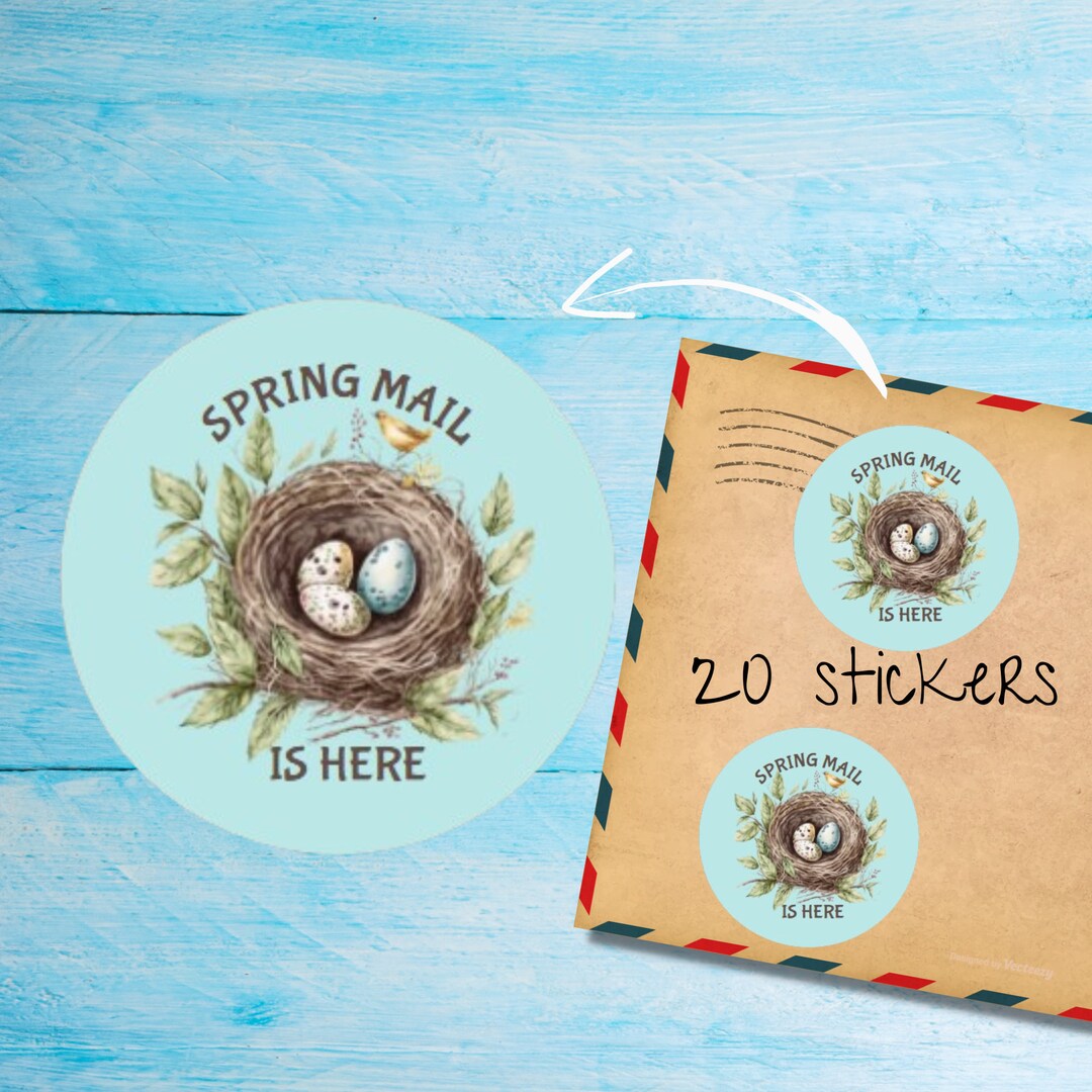 Spring Nest Stickers, Pack of 20 Individually Cut Round Matte, Cute ...