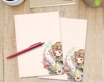 Pretty Fairy A5 letter writing paper, Pen pal supplies, Stationery lined or unlined sheets, Cute notepaper with or without lines