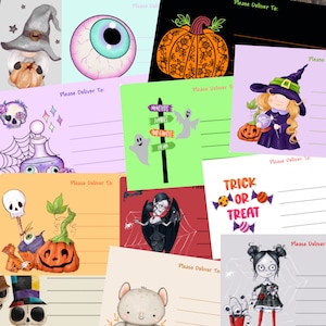 Grab Bag Halloween random mix of 4 sheets, self adhesive please deliver to.. labels, 10 labels per sheet, 99.1 x 57.0mm rectangular stickers