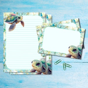 Set di cancelleria per lettere A5 con tartaruga marina, graziosi articoli per amici di penna, kit per posta ordinaria, fogli a righe o non a righe con buste abbinate