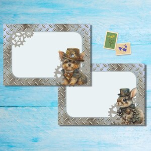 Paquete de 5 o 10 sobres Steampunk Animals, sobres Happy Mail para cartas de amigos por correspondencia, sobres de tamaño C6 para enviar por correo